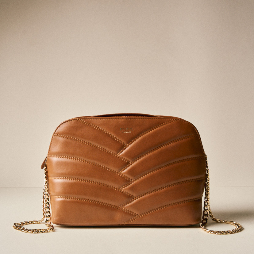 Quilted Leather Bag with Gold Chain
