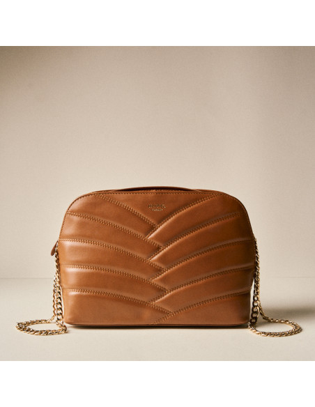 Quilted Leather Handbag with Gold Chain