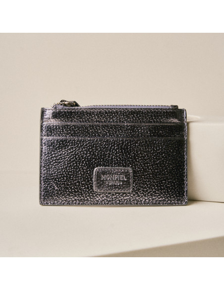 Porta-cartões Feminino de Couro com Zíper