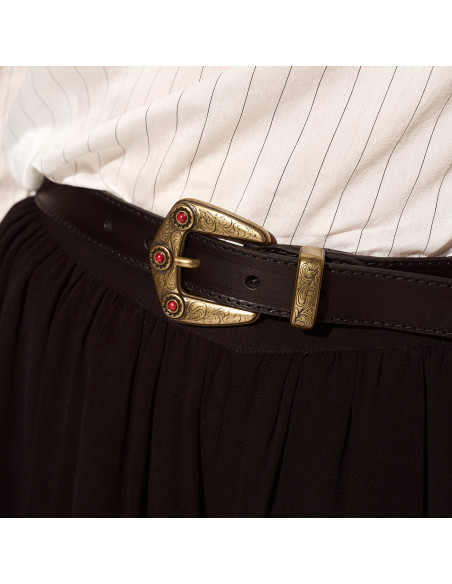 Ceinture Femme en Cuir avec Boucle et Bout Corail