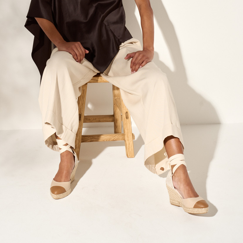 Creta Wedge Espadrille in Leather
