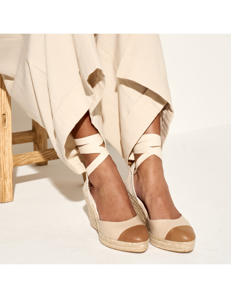 Creta Wedge Espadrille in Leather