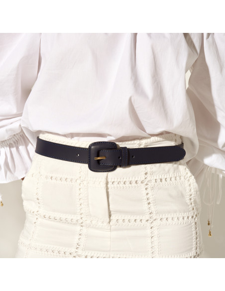 Cinto de Couro Feminino com Fivela Forrada