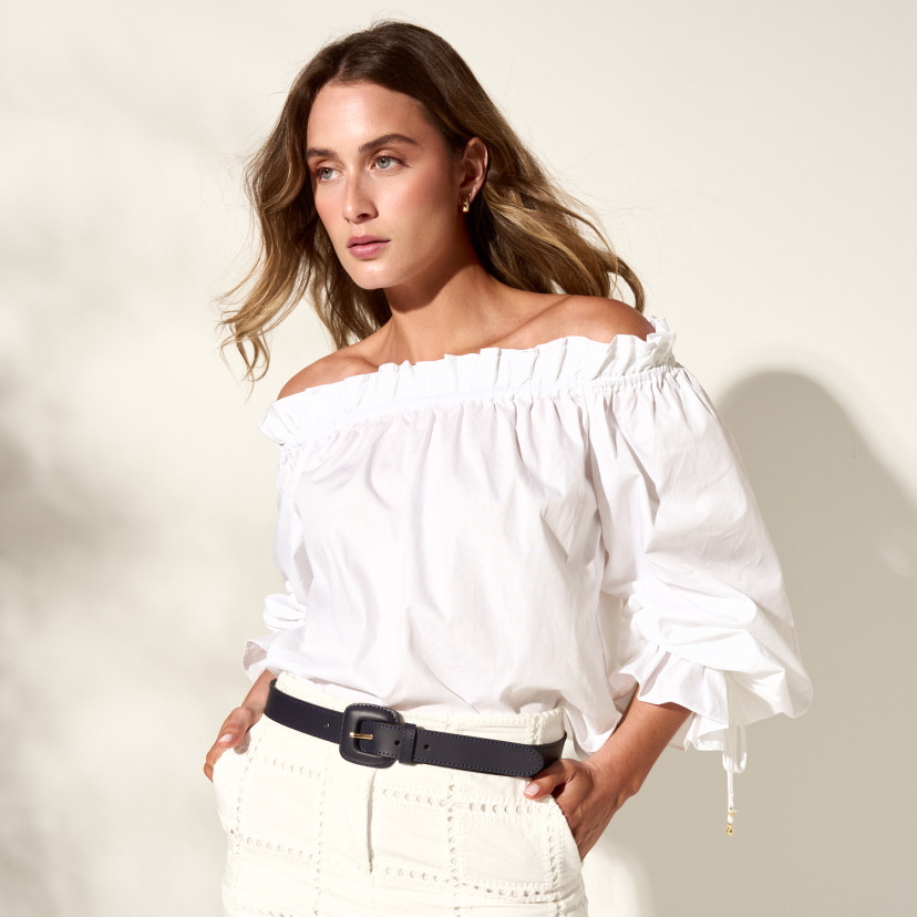 Cinto de Couro Feminino com Fivela Forrada