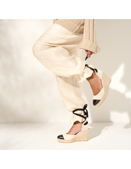 Espadrille Leather Espadrille Wedge with Toe Crete