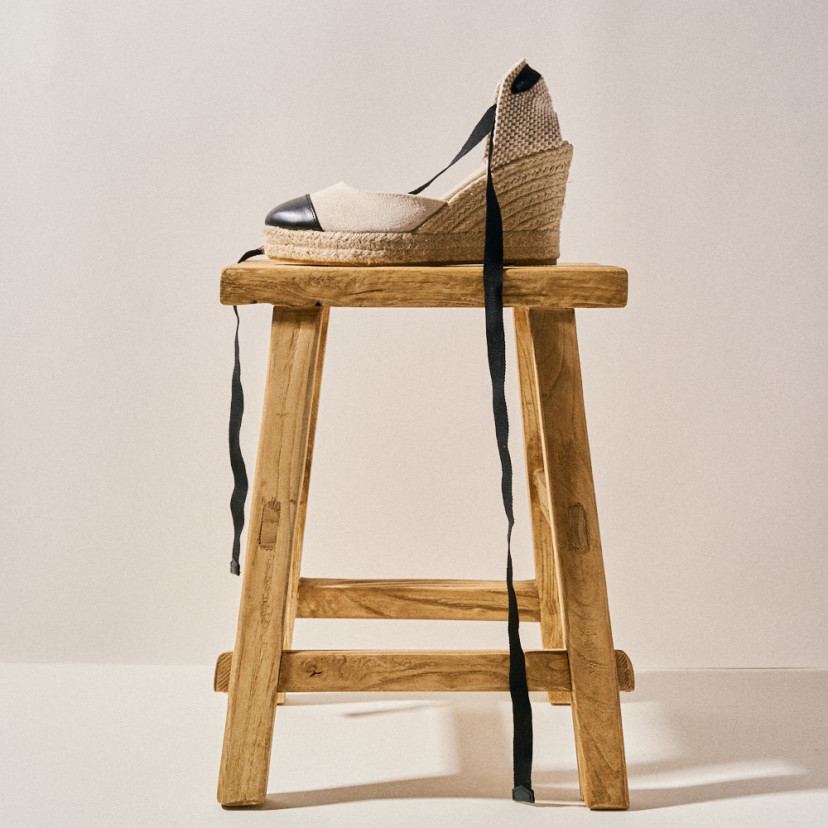 Leather Wedge Espadrille with Creta Toe Cap
