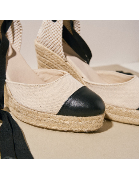 Espadrille Leather Espadrille Wedge with Toe Crete