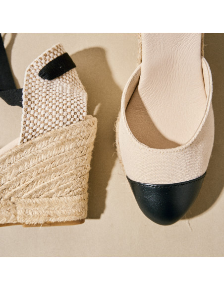 Espadrille Leather Espadrille Wedge with Toe Crete