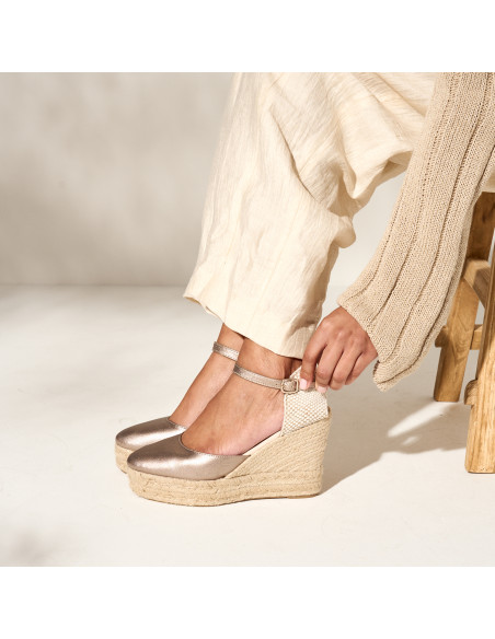 Espadrille à Talon Compensé Haut et Bride Paros