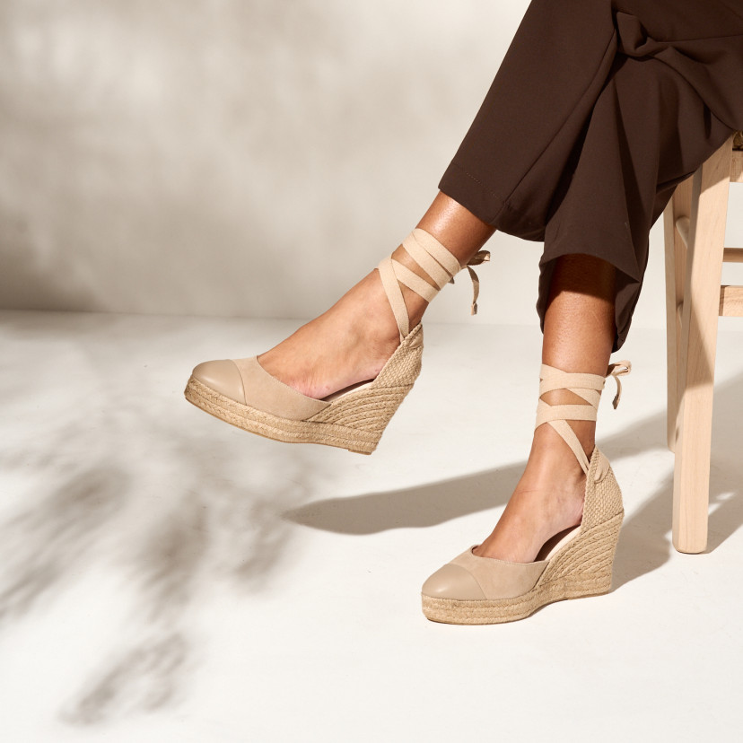 Espadrille Compensée Creta en Cuir