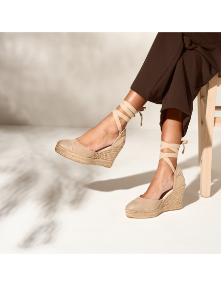 Espadrille Compensée Creta en Cuir