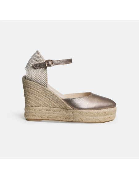 Espadrille mit Hohem Keilabsatz und Knöchelriemen Paros