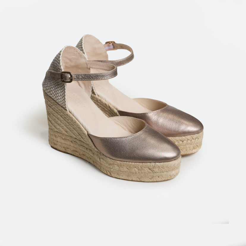 Espadrille mit Hohem Keilabsatz und Knöchelriemen Paros