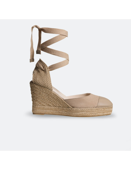 Creta Keilabsatz-Espadrilles aus Leder
