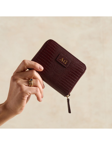 Kleine Damen-Lederbrieftasche mit Reißverschluss