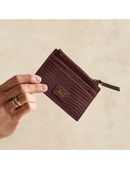 Porte-cartes Femme en Cuir avec Fermeture Éclair