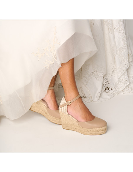 Espadrille mit Hohem Keilabsatz und Knöchelriemen Paros