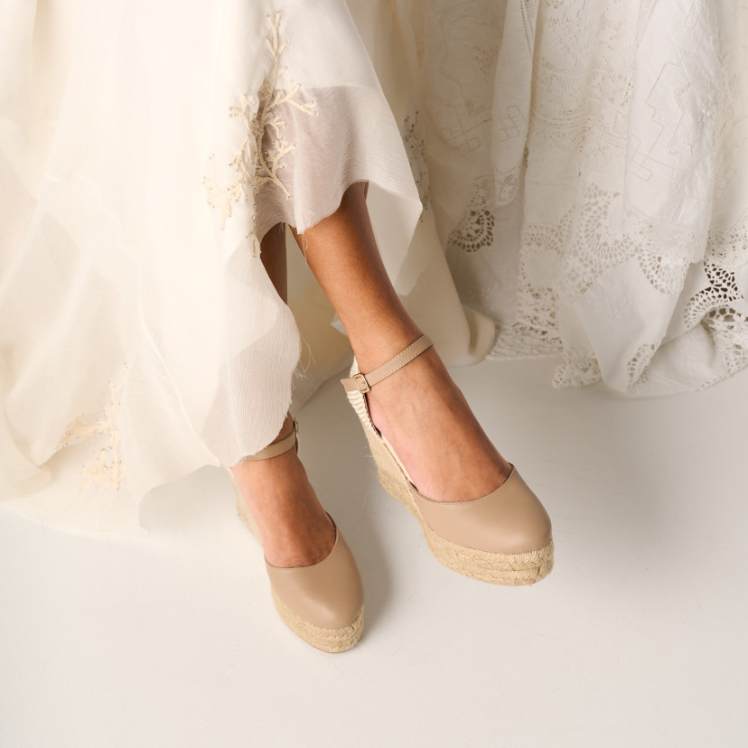 Espadrille à Talon Compensé Haut et Bride Paros