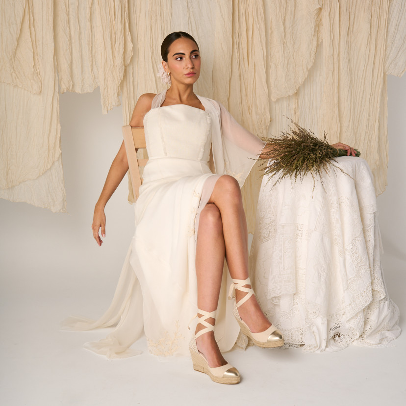 Leather Wedge Espadrille with Creta Toe Cap