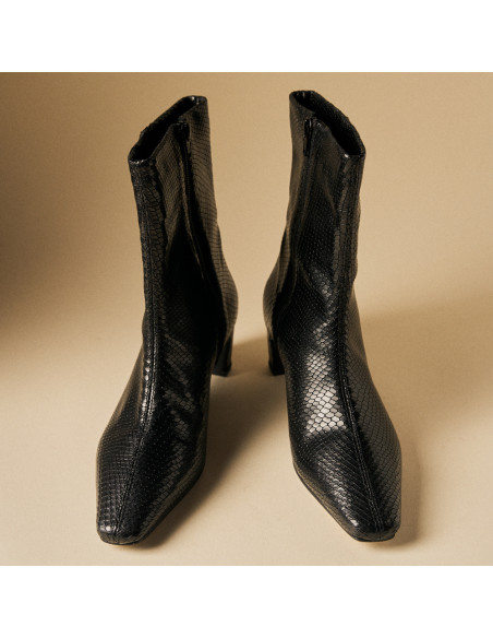 Bottine Elisa pour femme en cuir avec talon