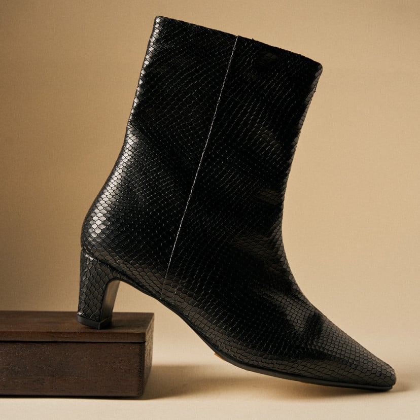 Bottine Elisa pour femme en cuir avec talon