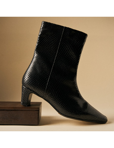 Bottine Elisa pour femme en cuir avec talon