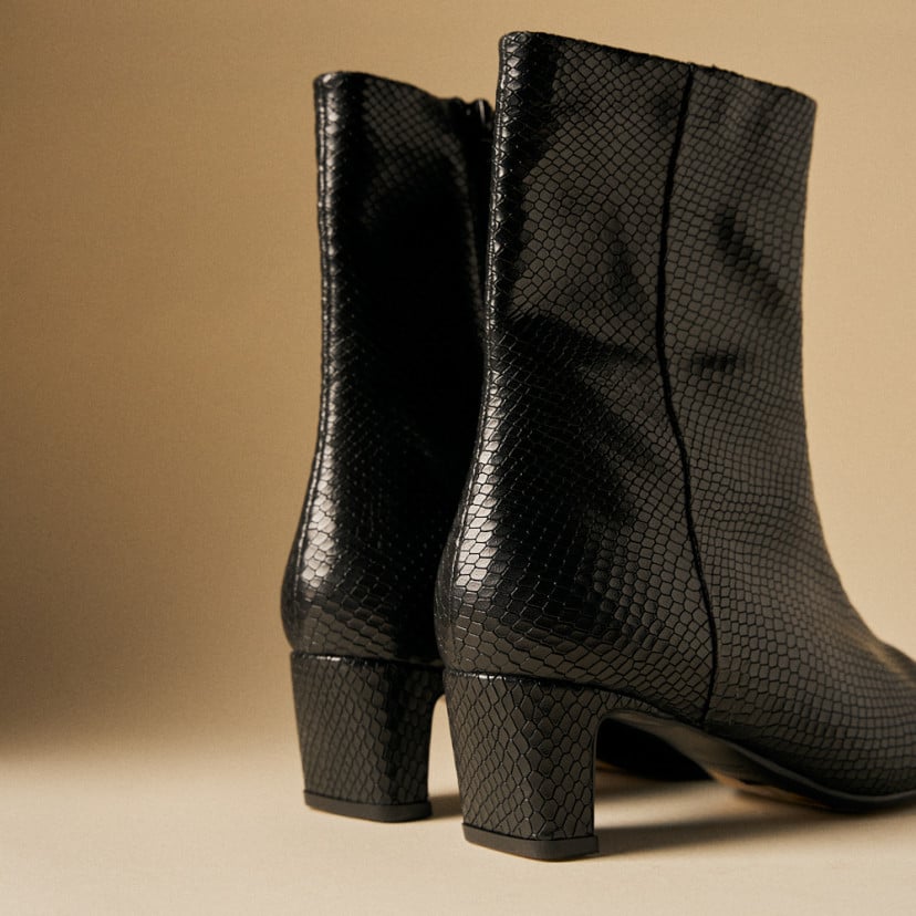 Bottine Elisa pour femme en cuir avec talon
