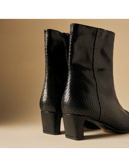Bottine Elisa pour femme en cuir avec talon