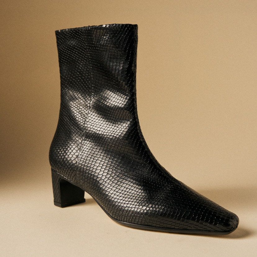 Bottine Elisa pour femme en cuir avec talon