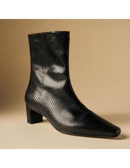 Bottine Elisa pour femme en cuir avec talon