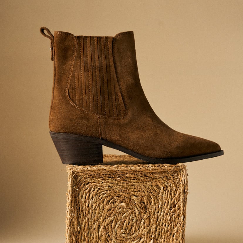 Damen-Lederstiefelette Vera im Cowboy-Stil