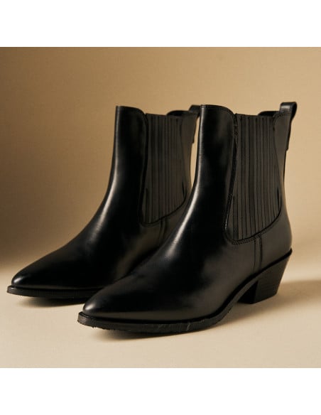 Bottine cowboy Vera en cuir pour femme