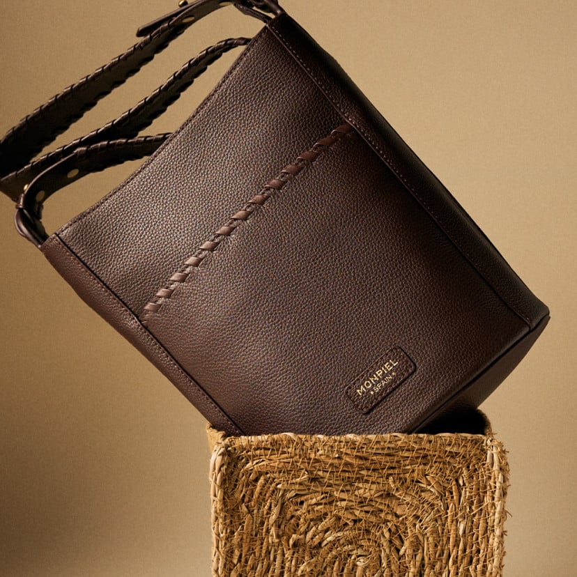 Champanera Leather Bag with Stitched Handle