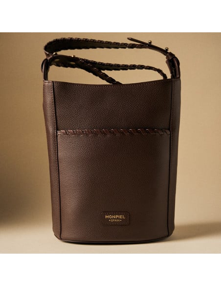 Champanera Leather Bag with Stitched Handle