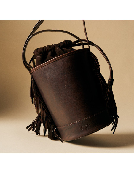 Sac Seau Petit Roma en Cuir à Franges | MONPIEL