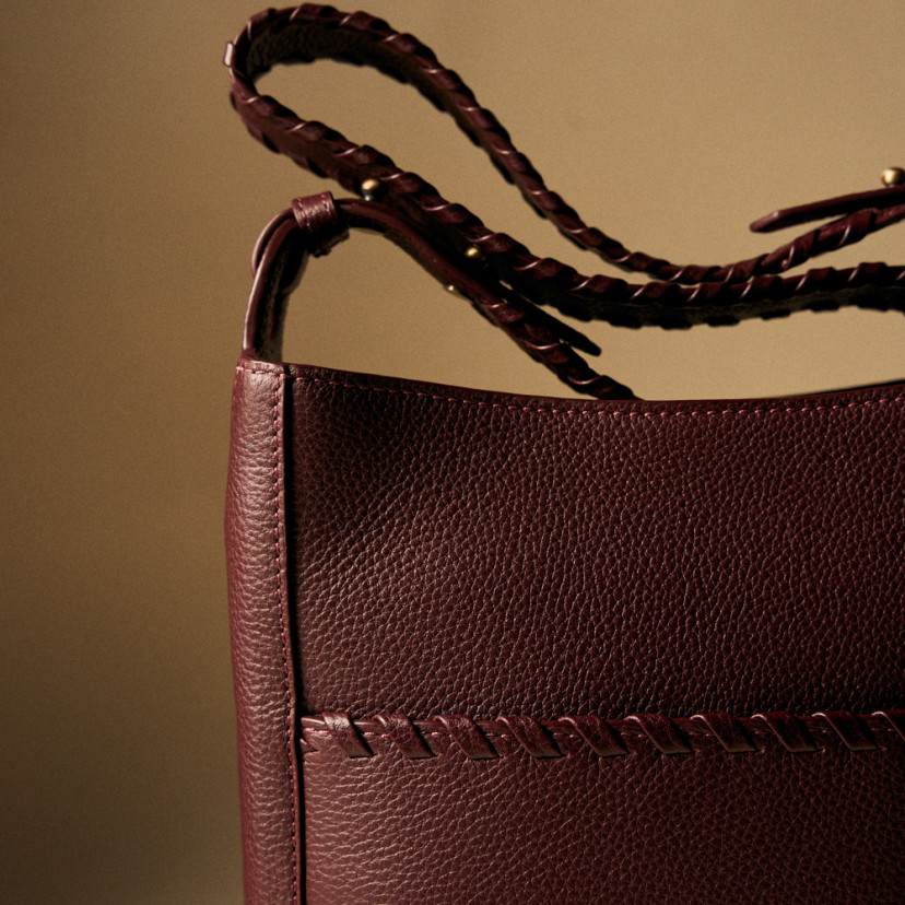 Champanera Leather Bag with Shoulder Strap and Topstitching