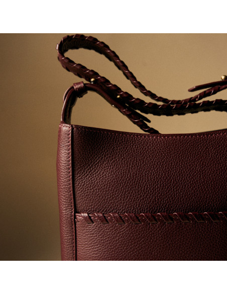 Sac Champanera en cuir avec bandoulière et surpiqûres