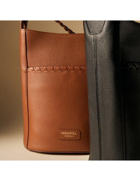 Champanera Leather Bag with Stitched Handle