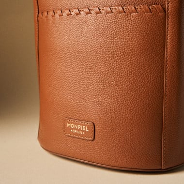 Mala Champanera em pele com alça e costuras 2