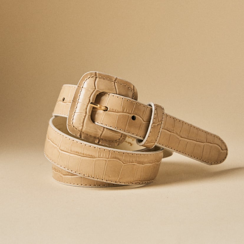 Cinto de Couro Feminino com Fivela Forrada | MONPIEL