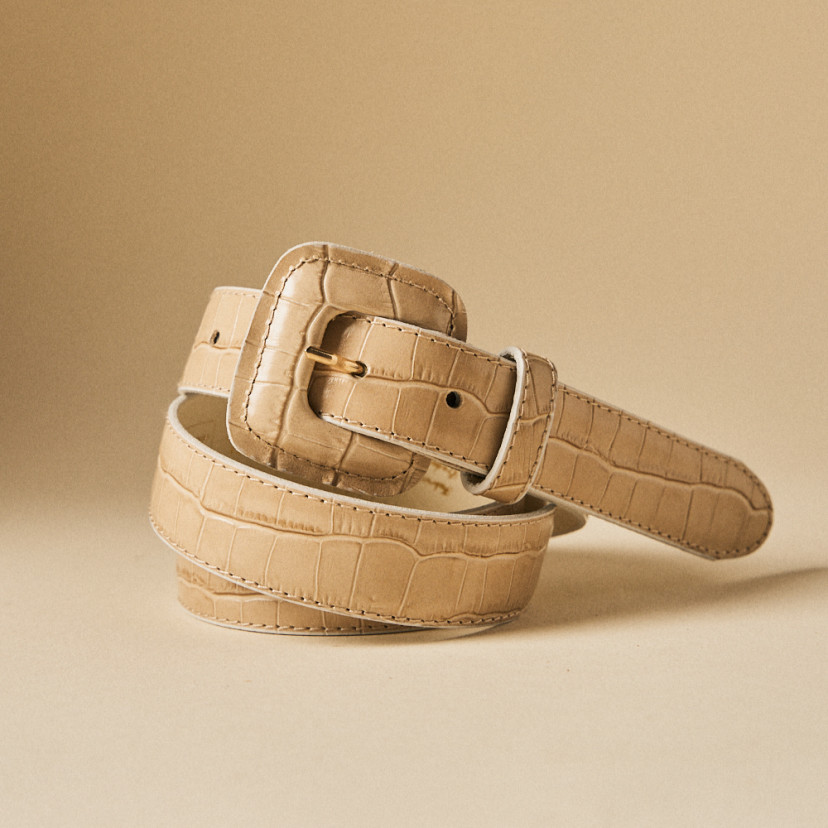 Women's Leather Belt with Covered Buckle | MONPIEL