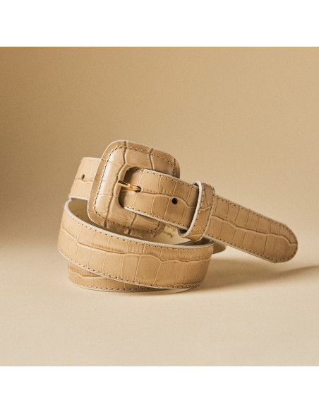Ceinture en cuir femme avec boucle doublée de peau | MONPIEL