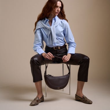 Gaucho-Ledertasche mit gestepptem Henkel