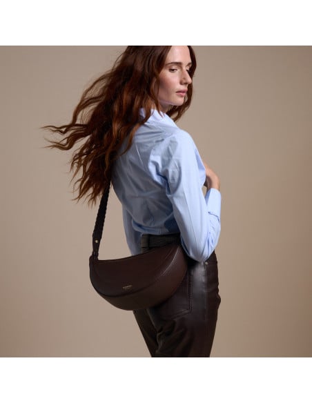 Sac Gaucho en cuir avec anse surpiquée