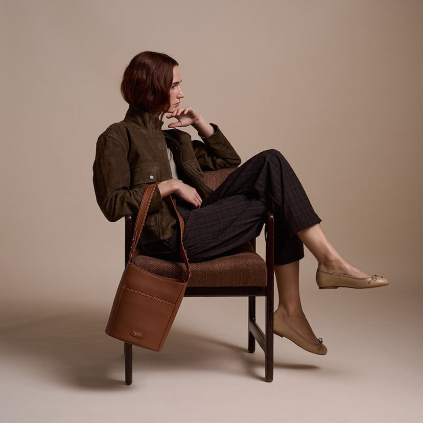 Champanera Leather Bag with Shoulder Strap and Topstitching