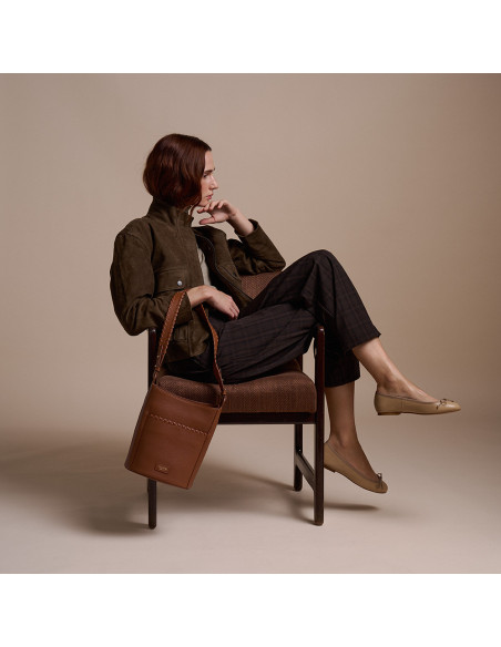 Champanera Leather Bag with Shoulder Strap and Stitching