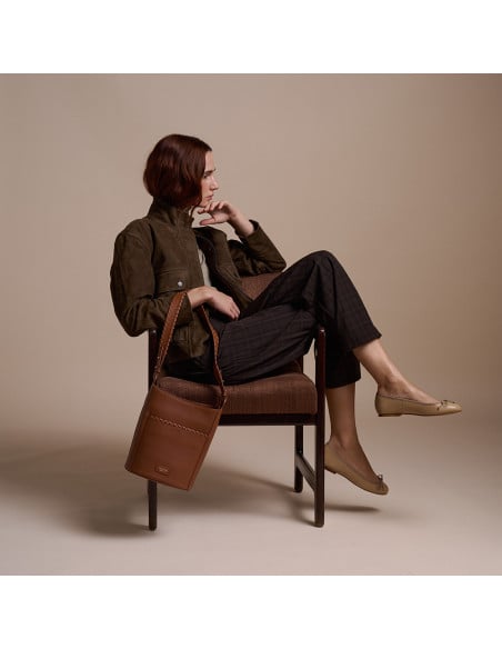 Champanera Leather Bag with Stitched Handle
