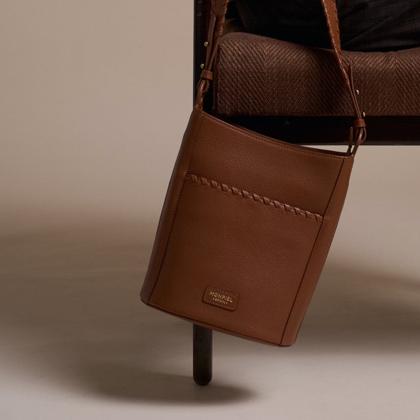 Champanera Leather Bag with Shoulder Strap and Topstitching