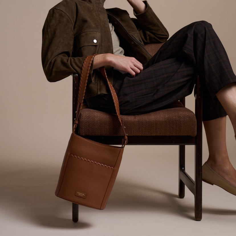 Champanera Leather Bag with Shoulder Strap and Topstitching