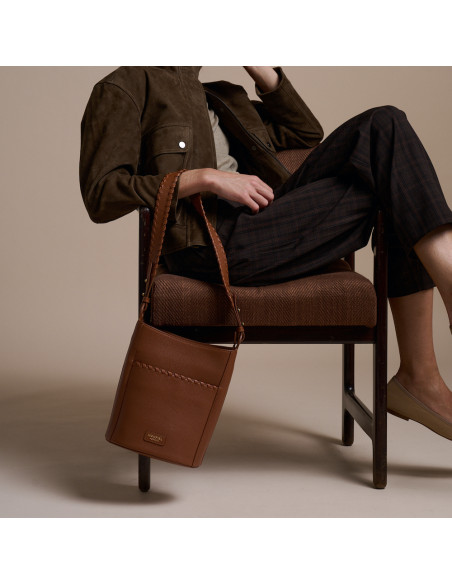 Sac Champanera en cuir avec bandoulière et surpiqûres